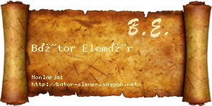 Bátor Elemér névjegykártya